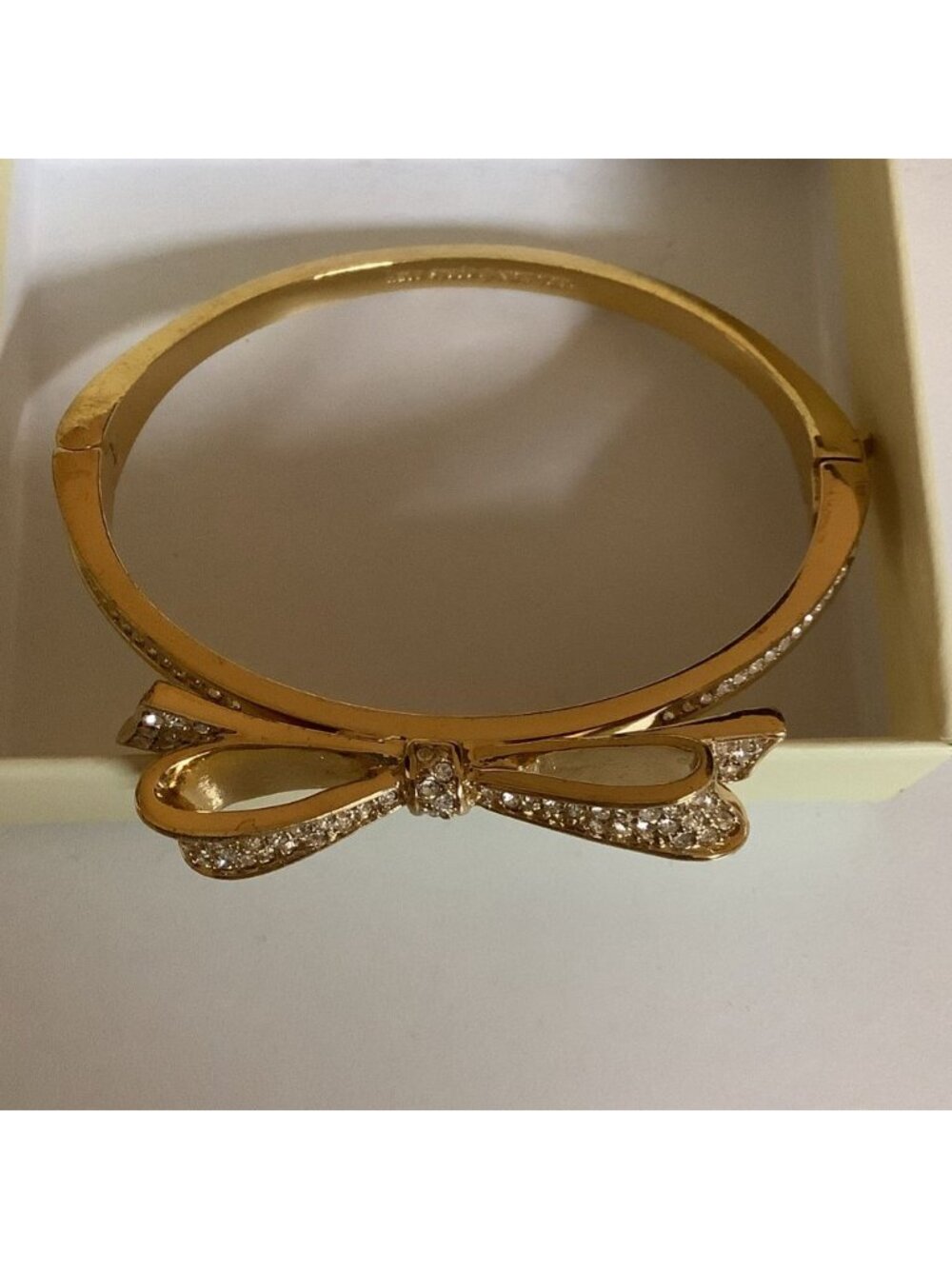 Kate Spade Love Notes Hinge Bangle Gold-Plated Metal With Pave Crystals W/Clasp - Picture 4 of 6